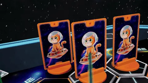 Animated gameplay clip showing an orange player marker navigating toward the board center