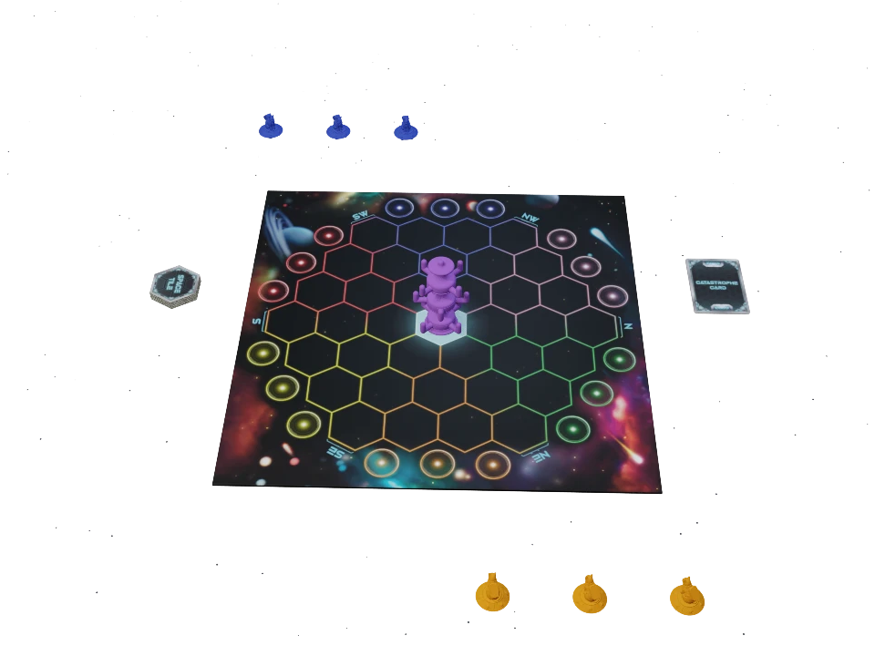 Set up 3D cats on their solar points facing the assembled Eternal Cat Tree.