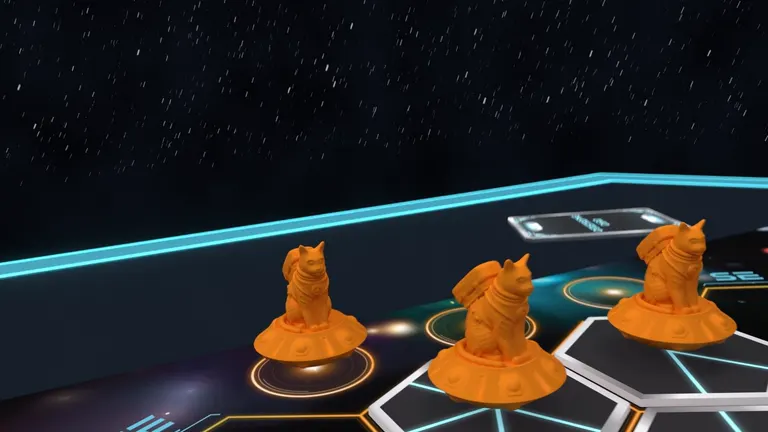 An orange 3D Cat-o-naut follows the path and reaches the Eternal Cat Tree.