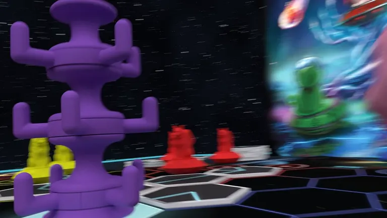 Meteor Impawct, Purrticle Shield and Cosmic Catapult cards disrupt the race around the 3D tree.